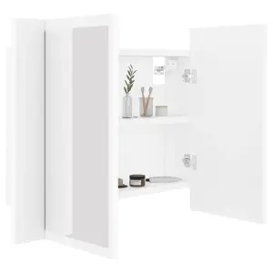 Berkfield LED Bathroom Mirror Cabinet White 60x12x45 cm