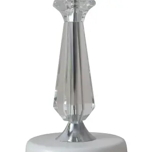 White Iron Base Crystal Table Lamp with Frosted Glass Lampshade