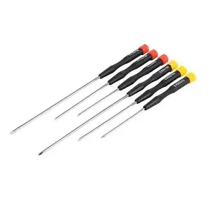 6 Piece Extra Long Precision Screwdriver Set Slotted & Phillips Philips