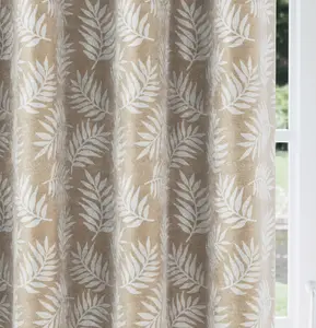 Oakland Latte Leaf Pattern, Thermal, Room Darkening Pair of Curtains with Eyelet Top - 66 x 72 inch (168x183cm)