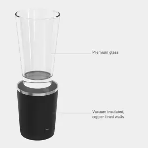 Asobu Drinks Glass with Vacuum Insulated Double Walled Sleeve 490ml Black