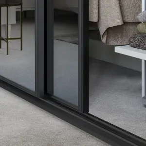 Spacepro Sliding Wardrobes Full length Mirror Black frame Single panel Mirrored door, (H) 2220mm x (W) 914mm