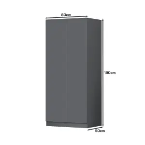 FWStyle Dark Grey 2 Door Double Wardrobe Push Open Soft Close Scratch Resistant