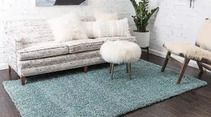 Duck Egg Blue Thick Shaggy Rug - California - 140x200cm (4'6" x 6'6")