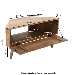 Rejoya Light Mango Wood Corner TV Stand