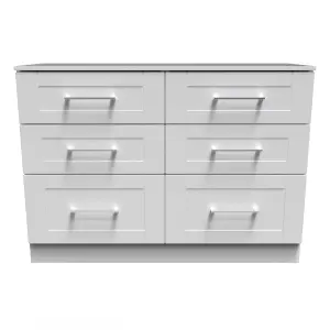 Ripon 6 Drawer Wide Chest in White Ash (Ready Assembled)