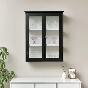 Melody Maison Large Black & White Glass Fronted Wall Cabinet 90cm x 70cm