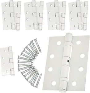 EAI - 4" Door Hinges & Screws G11 FD30/60 - 102x76x2.7mm Square - White Pack of 5 Pairs