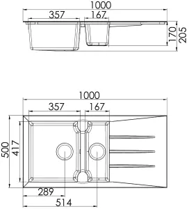 Liquida LP15GR 1.5 Bowl Composite Reversible Inset Grey Kitchen Sink With Waste