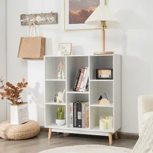 Costway 8-Cube Storage Bookcase Wooden Bookshelf Side Cabinet Freestanding Display Rack