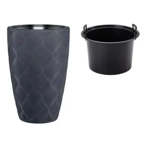 Round Tall Plant Pot Elegant Large Flower Indoor Outdoor Garden Planters Flow Anthracite H 48cm x D 29cm