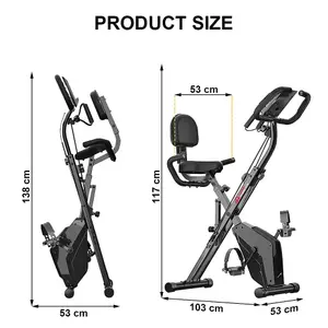 4 in 1 Foldable Exercise Bike with LCD Display and Heart Rate Sensor and Resistance Bands-Black