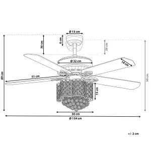 Crystal Ceiling Fan with Light Silver HUAI