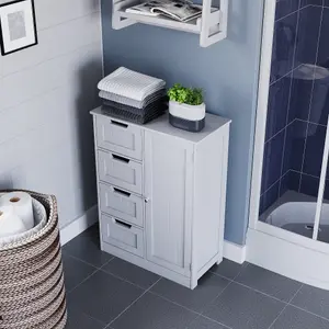 Hayle Matt White Freestanding Single Bathroom Drawer cabinet (H) 810mm (W) 600mm