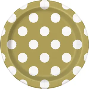 Unique Party Polka Dot Party Plates (Pack of 8) Gold (One Size)