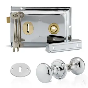 XFORT Premium Range Traditional Polished Chrome Rim Lock Set with Rim Knob