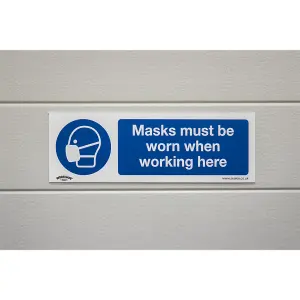 Sealey Mandatory Safety Sign Masks Must Be Worn Rigid Plastic 300 x 100mm SS57P1