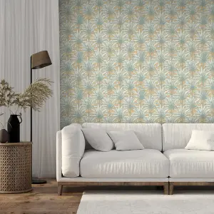 Muriva Yellow Tropical Distressed effect Embossed Wallpaper