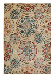 Persian Easy to Clean Floral Graphics Multi Traditional Dining Room Rug-120cm X 170cm