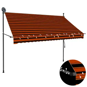 Berkfield Manual Retractable Awning with LED 250 cm Orange and Brown