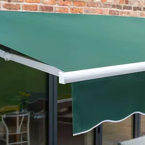 Primrose Awnings 4.0m x 3.0m Retractable Electric Green Awning Outdoor Patio Canopy