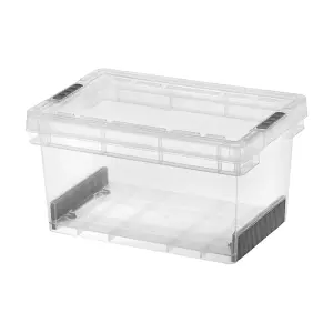 1 x 15 Litre Clear Plastic Stackable Ultra Resistant Modular Plastic Storage Container Box With Secure Clip Lock Lid