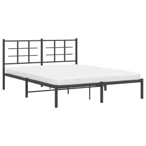 Berkfield Metal Bed Frame without Mattress with Headboard Black 150x200cm