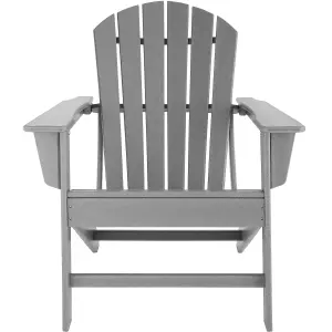 Garden Chair with Footstool - Adirondack design, high backrest, wide armrests - light grey