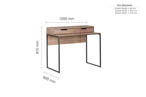 Urban 2 Drawer Office Desk Rustic