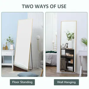 Metal Framed Freestanding Full Length Mirror Gold