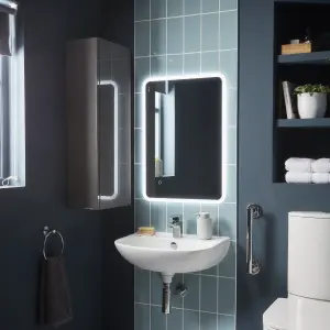 Sensio Libra Rectangular Wall-mounted Bathroom Illuminated Colour-changing mirror (H)70cm (W)50cm