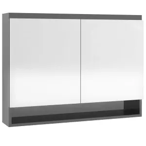 Berkfield Bathroom Mirror Cabinet 80x15x60 cm MDF Shining Grey