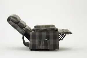 Blair Electric Recliner Lift And Tilt Riser Armchair, Grey Tartan