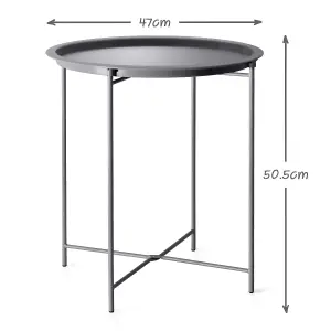 Charcoal STEEL OUTDOOR BISTRO TRAY TABLE ONLY Foldable Removable Tray Top Matt Powder Coated Steel