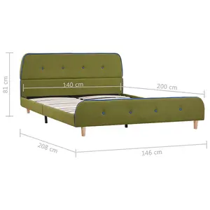 Berkfield Bed Frame Green Fabric 135x190 cm 4FT6 Double