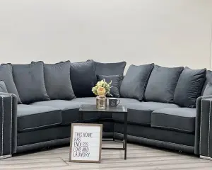 Ashley Corner Velvet Grey fabric sofa