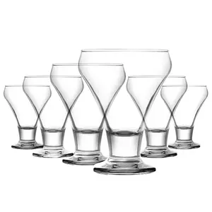 Queensway Home & Dining 305ml 6 Pcs Clear Glass Footed Dessert Bowl Ice Cream Sundae Fruit Cocktail Salad Cups  Set