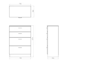 Tenby Ready assembled Matt dark oak effect 4 Drawer Deep Chest of drawers (H)1075mm (W)765mm (D)415mm