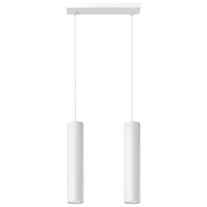 Lagos Steel White 2 Light Classic Pendant Ceiling Light