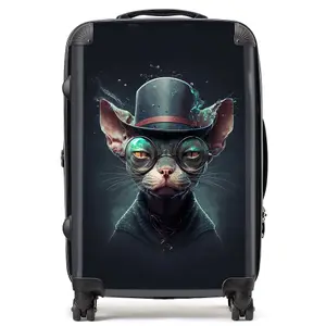 Sphynx Cat With Glases Splashart Suitcase - Medium