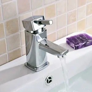 Nes Home Newport Square Mini Basin Mixer & Bath Filler Taps Chrome