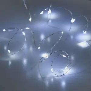 20 Ice white Copper wire LED With timer String lights Silver cable