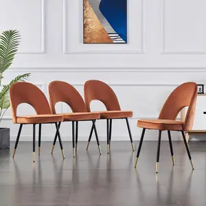 Zackery Velvet Upholstered Dining Chair (Set of 2) Orange