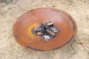 Primrose Corten Steel Fire Pit & Water Bowl 100cm Diameter