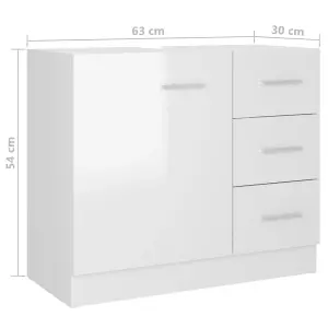 Berkfield Sink Cabinet High Gloss White 63x30x54 cm Engineered Wood