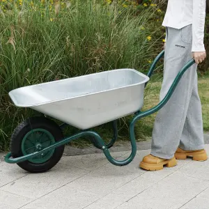 Heavy Duty 85L Litre Wheelbarrow Steel Garden Cart Pneumatic Tyre