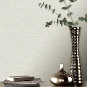 GoodHome Arceau Light grey Fabric effect Textured Wallpaper Sample