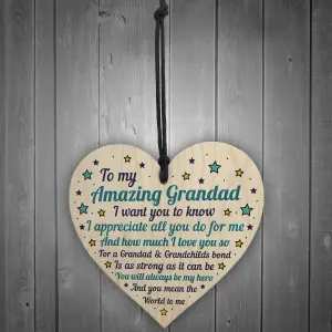 Handmade Grandad Amazing Plaque Heart Grandparent Gifts For Grandad Birthday Christmas