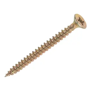 Goldscrew PZ Flat countersunk Yellow-passivated Carbon steel Screw (Dia)4mm (L)40mm, Pack of 200