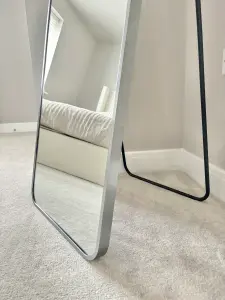 Silver Tall Metal Frame Mirror Wall & Floor Standing - 145 x 45cm